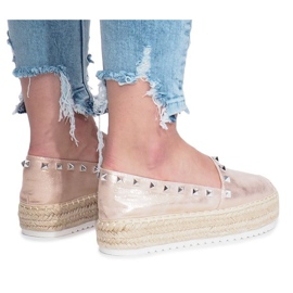 Alpargatas champán en la cuña Glam multicolor rosado 3