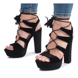 Sandalias negras en un poste de terciopelo One Love negro 4