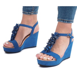 Sandalias de cuña Liris azules 3