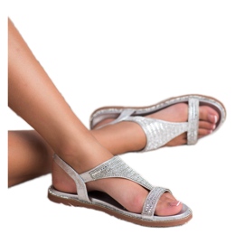 Super Mode Sandalias plateadas con estilo gris 1