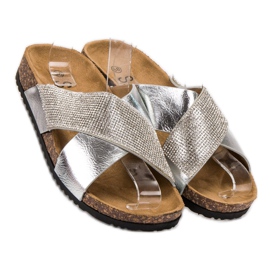 SHELOVET Pantuflas Clásicas Plateadas gris 1