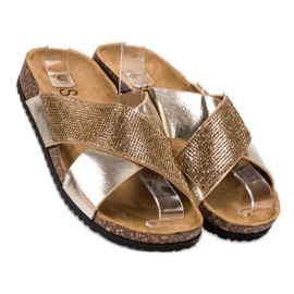 SHELOVET Pantuflas doradas clásicas dorado 1