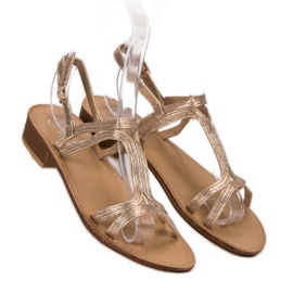 SHELOVET Sandalias de tacón amarillo 4