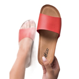 SHELOVET Zapatillas en una cuña de corcho rojo 1 SHELOVET Zapatillas en una cuña de corcho rojo 1
