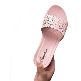 Primavera Pantuflas de cuña caladas rosado 3