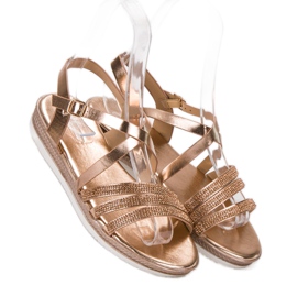 SHELOVET Cómodas sandalias de oro rosa dorado 1