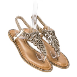 SHELOVET Sandalias Chanclas Con Cristales amarillo 3