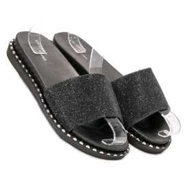 SHELOVET Pantuflas De Goma Con Circonita Cúbica negro 1