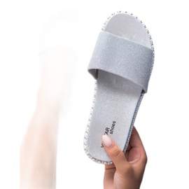 SHELOVET Pantuflas De Goma Con Circonita Cúbica gris 3