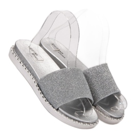 SHELOVET Pantuflas De Goma Con Circonita Cúbica gris 1