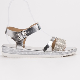SHELOVET Sandalias de moda con circonita cúbica gris 1