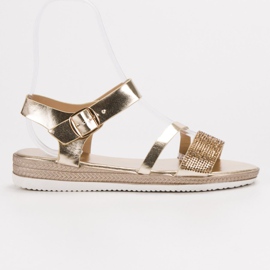 SHELOVET Sandalias de moda con circonita cúbica dorado 1