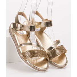 SHELOVET Sandalias de moda con circonita cúbica dorado 3