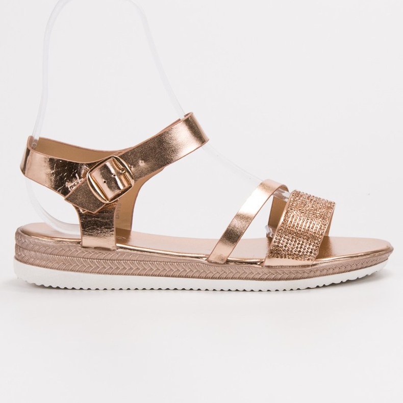 SHELOVET Sandalias de moda con circonita cúbica rosado amarillo 2