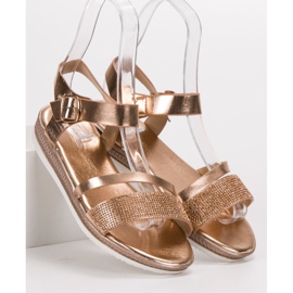 SHELOVET Sandalias de moda con circonita cúbica rosa amarillo 1