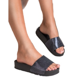 SHELOVET Zapatillas de goma en la plataforma negro 1