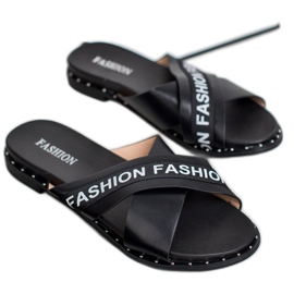 SHELOVET Pantuflas negras de moda negro 1