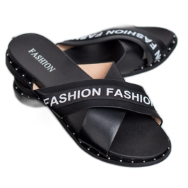 SHELOVET Pantuflas negras de moda negro 2