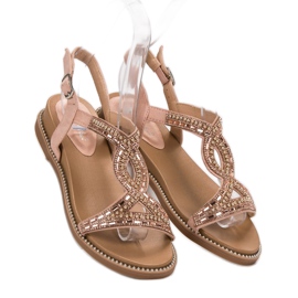 Bello Star Sandalias de ante con cristales rosado 4