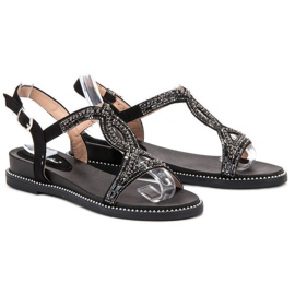 Bello Star Sandalias de ante con cristales negro 1