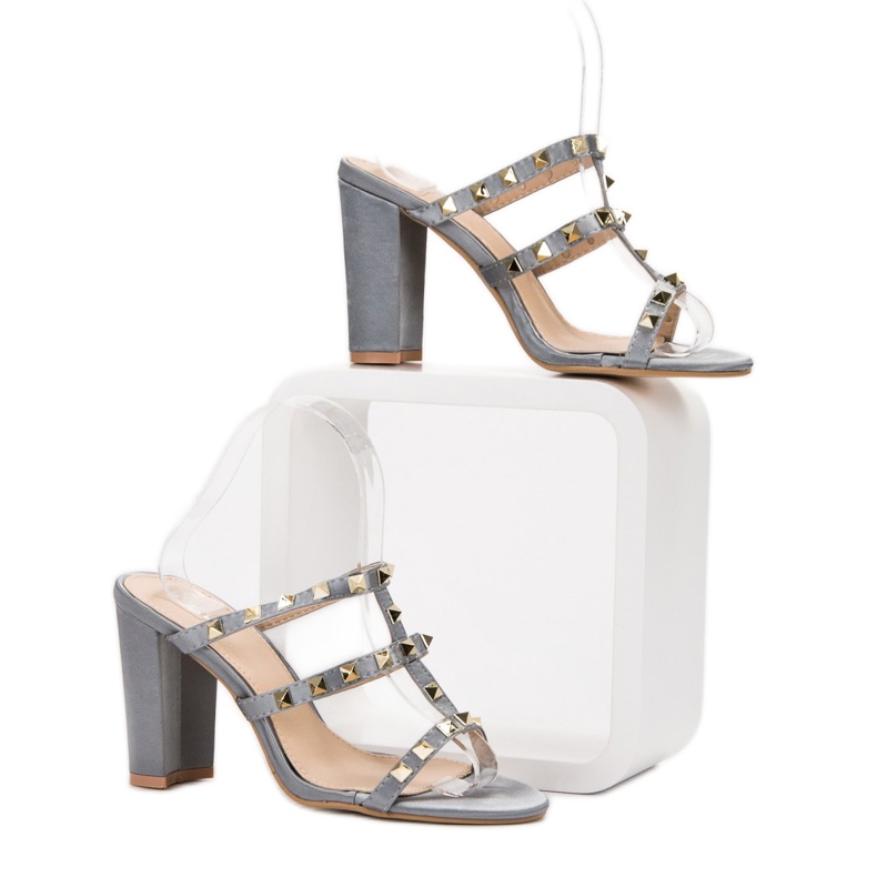 SDS Sandalias de rock en tacones altos gris 1