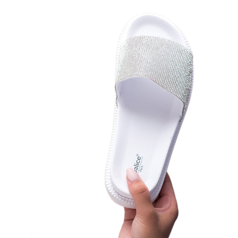 SHELOVET Pantuflas con Cristales blanco 2 SHELOVET Pantuflas con Cristales blanco 2