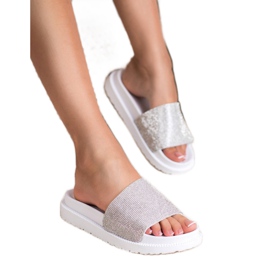 SHELOVET Pantuflas con Cristales blanco 1 SHELOVET Pantuflas con Cristales blanco 1