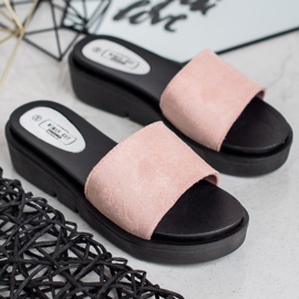 SHELOVET Sandalias de cuña rosa 1