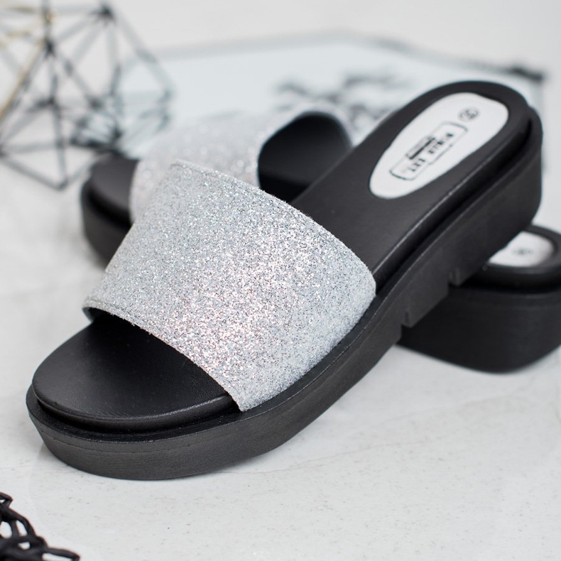 SHELOVET Zapatillas de cuña de goma gris 2