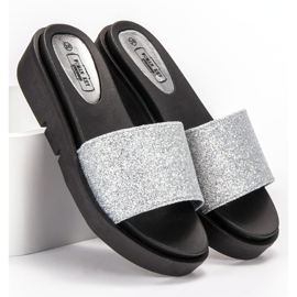 SHELOVET Zapatillas de cuña de goma gris 3