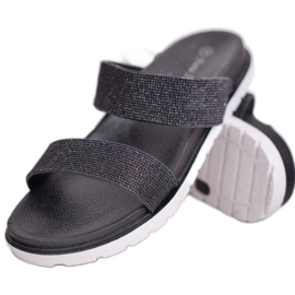 SHELOVET Zapatillas de goma con purpurina negro 2