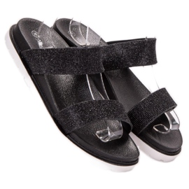 SHELOVET Zapatillas de goma con purpurina negro 4