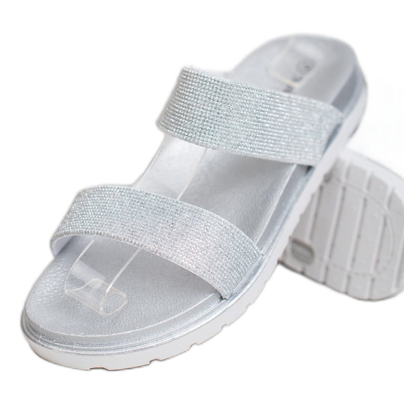 SHELOVET Zapatillas de goma con purpurina gris 2