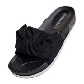 SHELOVET Pantuflas de ante con circonita cúbica negro 3