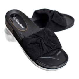 SHELOVET Pantuflas de ante con circonita cúbica negro 1