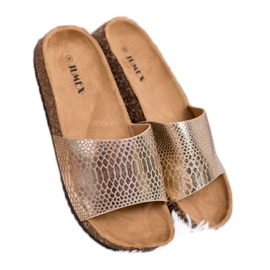 Jumex Pantuflas doradas para mujer dorado 4