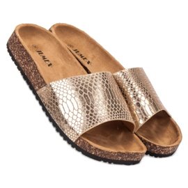 Jumex Pantuflas doradas para mujer dorado 2