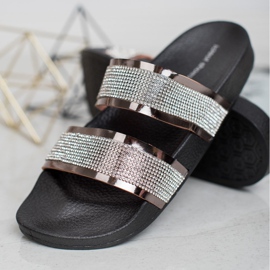 Ideal Shoes Pantuflas de Mujer con Circonita Cúbica gris 1 Ideal Shoes Pantuflas de Mujer con Circonita Cúbica gris 1
