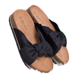 SHELOVET Pantuflas de Ante con Cristales negro 1