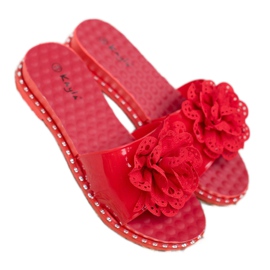 Kayla Chanclas de goma rojas rojo 1