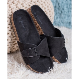 SHELOVET Pantuflas de ante con hebilla negro 4