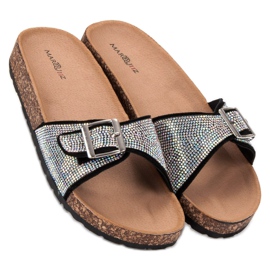 Marquiz Pantuflas Brillantes Con Hebilla negro 1