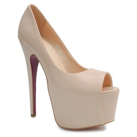 Tacones lacados en la plataforma D913 Beige 1 Tacones lacados en la plataforma D913 Beige 1