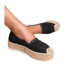 SHELOVET Alpargatas de encaje negro 3