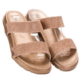 SHELOVET Zapatillas de goma con purpurina amarillo 1 SHELOVET Zapatillas de goma con purpurina amarillo 1