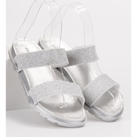 SHELOVET Zapatillas de goma con purpurina gris 3