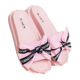Jumex Pantuflas con lazo de amor rosado 1