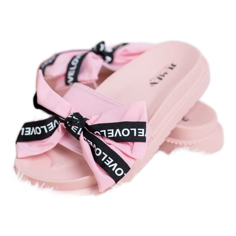 Jumex Pantuflas con lazo de amor rosa 2