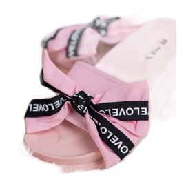 Jumex Pantuflas con lazo de amor rosado 3