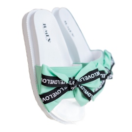 Jumex Pantuflas con lazo de amor verde 3